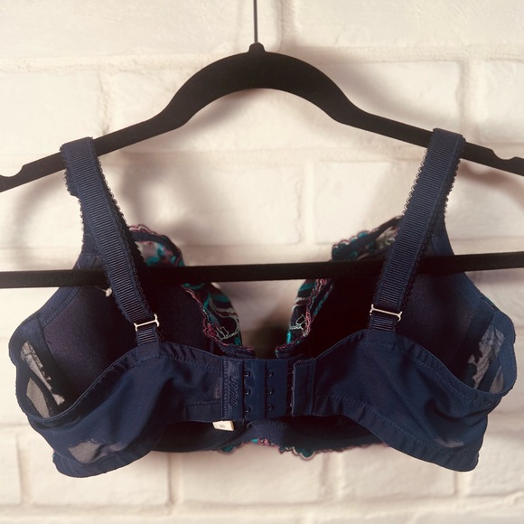 NWOT Soma Sensuous Lace Lined Balconet Underwire Bra 36 D Floral Blue #0422 - Picture 2 of 12